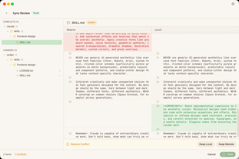 Version Control - Visual conflict resolution